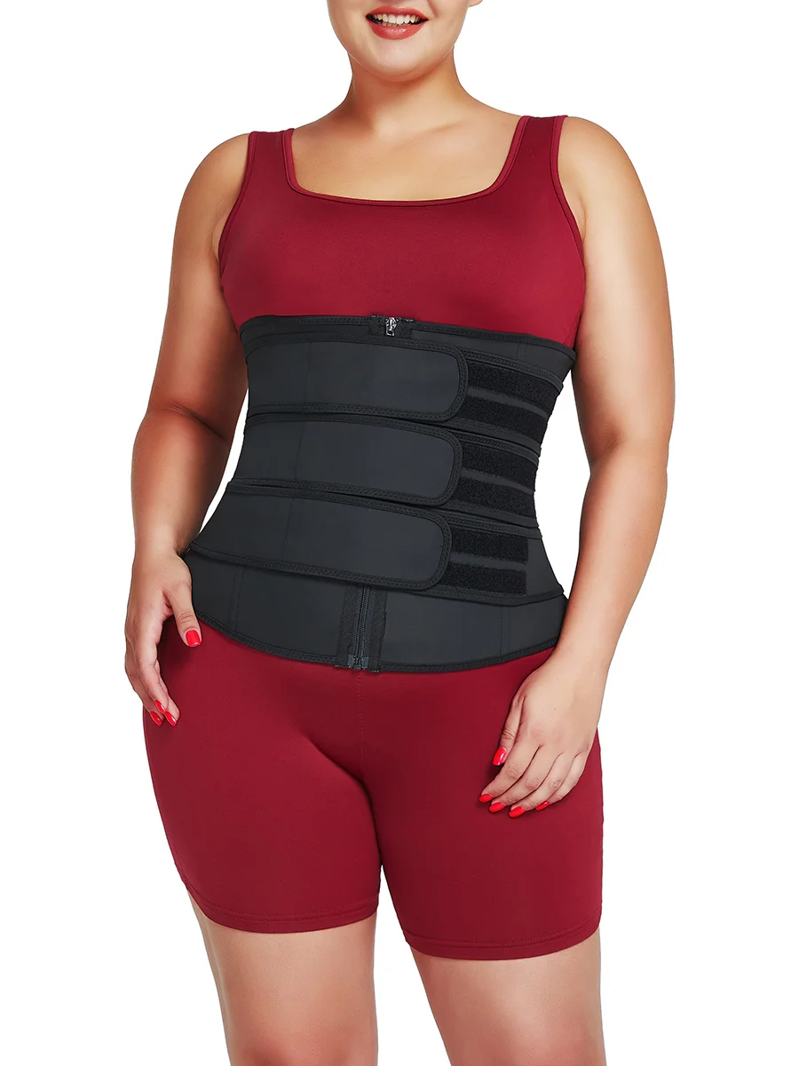 

CORSET Latex Waist Trainer 7 Steel Bones 3 Belts Zipper Inner Hooks Women Body Shaper Tummy Control Slimming Belt Fajas