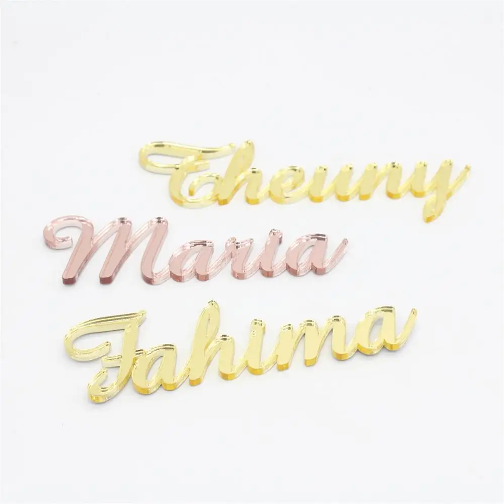 Персонализированная лазерная резка имени и гостя Серебряное/Золотое зеркало