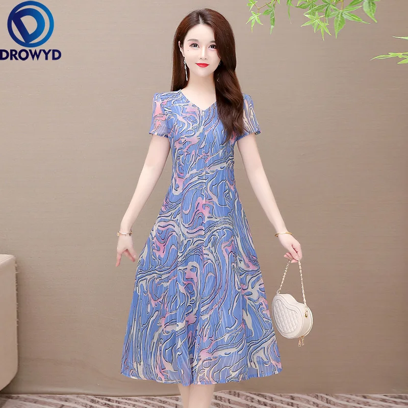 

Женское платье-миди с коротким рукавом, голубое пляжное облегающее платье с принтом и V-образным вырезом, элегантные вечерние платья в стиле...