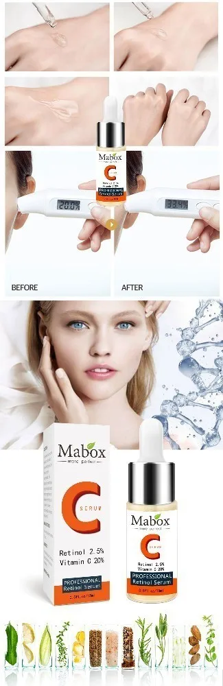 MABOX Retinol 2.5% Витамин С для лица Гиалуроновая кислота для лица Сыворотка отбеливающая лифтинговая Сыворотка для лица удаление макияжа сыворотка дропшиппинг