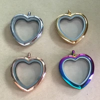 5pcs fashion design stainless steel magnetic silver oblique heart floating locket living floating locket pendant