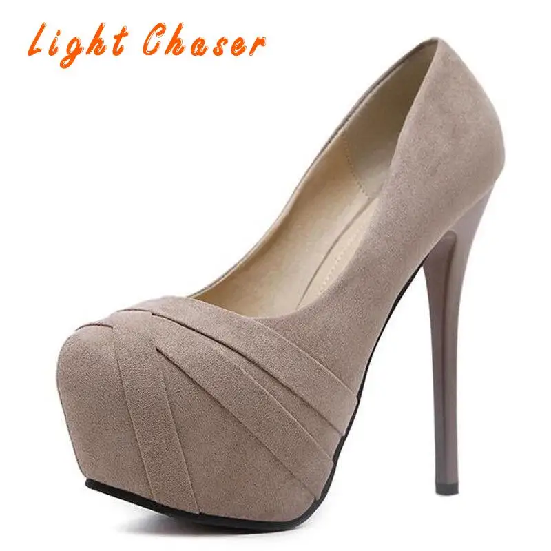 

2021 Big Size 41 42 Sexy Pumps Party Wedding Women Platform Shoes Stiletto High Heel Stripper Flock Pumps 12 Cm Zapatos Mujer