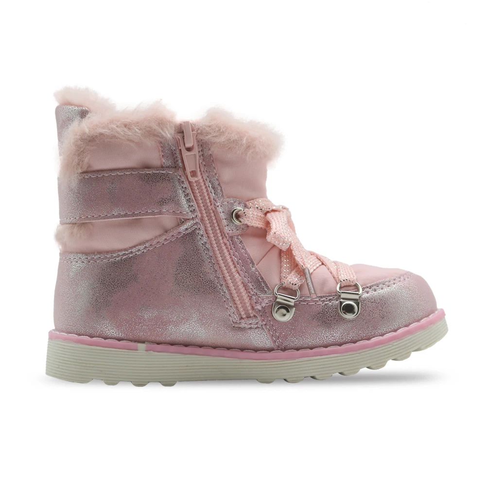 Apakowa/осенне-весенняя обувь для девочек розовые и Серебристые ботильоны на