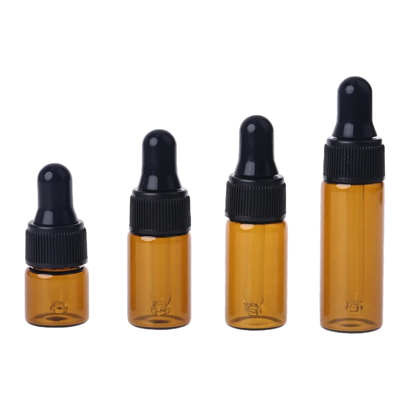 YAS Amber Glass Dropper Bottles With Black Cap for Essential Oil Perfume Sample Bottle Aromatherapy 1/2/3/4/5ml 10pcs/set | Красота и