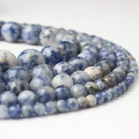 4 6 8 10 12mm fashion natural stones beads beautiful blue dot stones beads diy bracelet necklace jewelry accessories for women