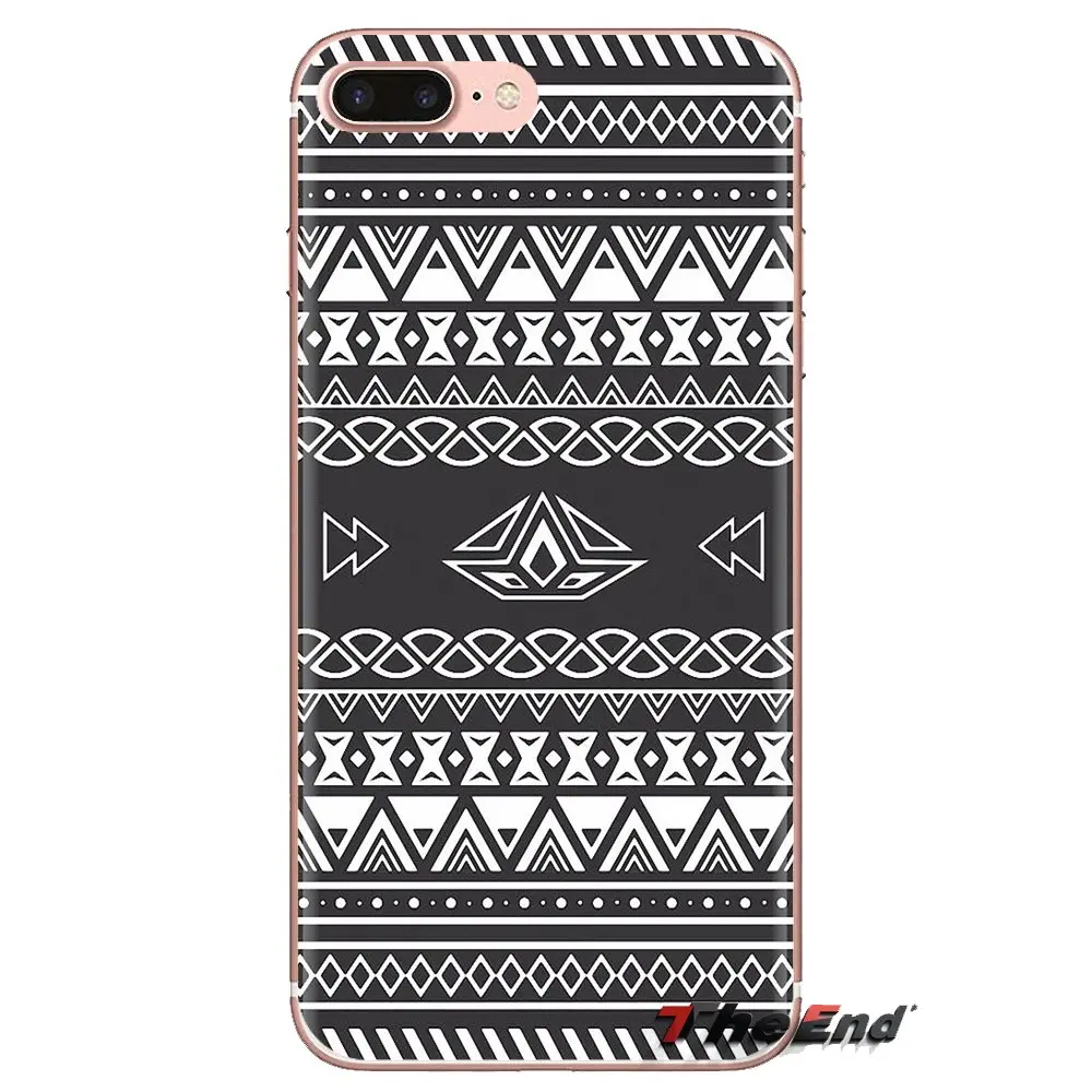 For iPhone XS Max XR X 4 4S 5 5S 5C SE 6 6S 7 8 Plus Samsung Galaxy J1 J3 J5 J7 A3 A5 TPU Cases Aztec tribal black coral stripes |