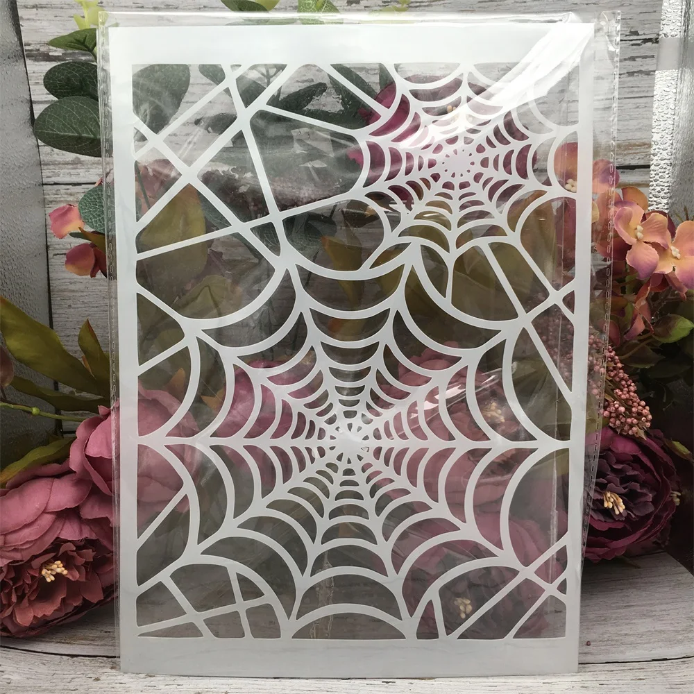 

1Pcs 29cm A4 Spider Web Net DIY Layering Stencils Painting Scrapbook Coloring Embossing Album Decorative Template