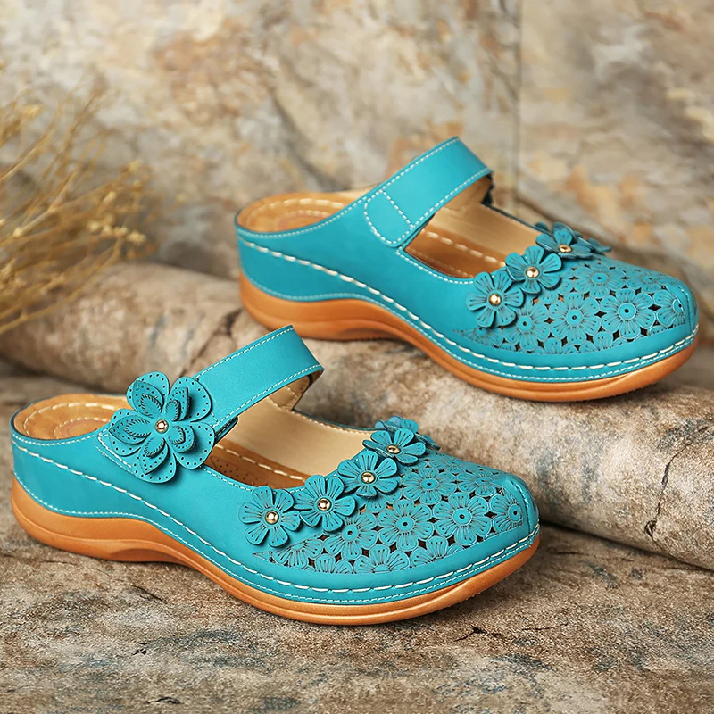 Женские босоножки Женская летняя удобная Пляжная обувь с цветочным принтом