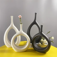 creative ceramic hollow out flower vase figurines nordic modern planter pots living room desktop interior decorative decorations