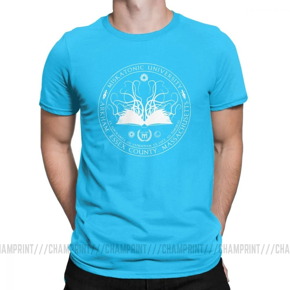 Королевский синий Miskatonic Sigil Call Of Cthulhu, мужские футболки, Miskatonic loveccraft Arkham, хлопковые футболки с короткими рукавами, футболка с круглым вырезом, топы - Цвет: Королевский синий