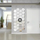 12 шт., зеркальные настенные 3d-наклейки в виде шестиугольника