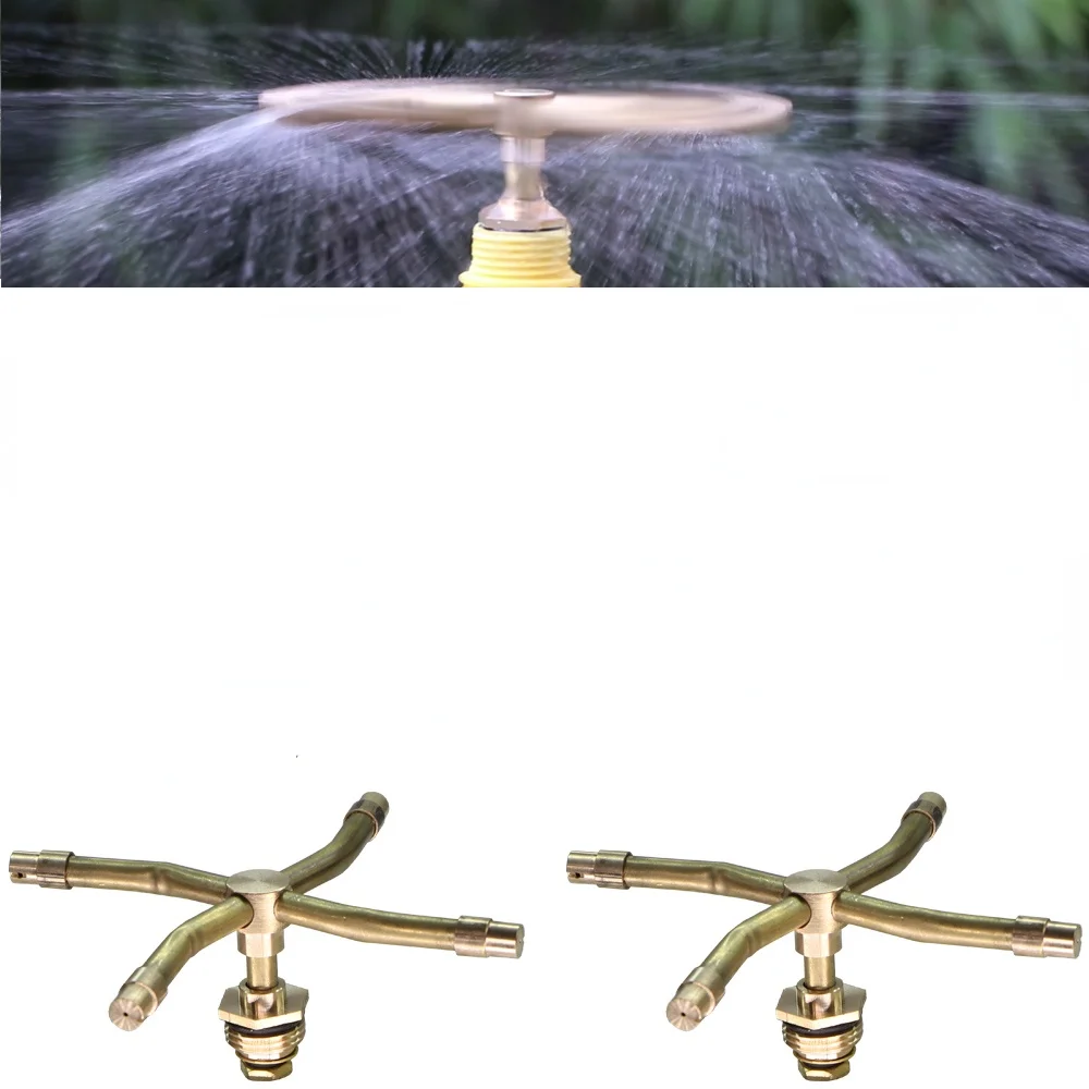 

1PC 4 Arm Automatic Rotary Whirling Sprinkler Garden Lawn Irrigation Watering Nozzle Spray Rotating Brass Sprayer