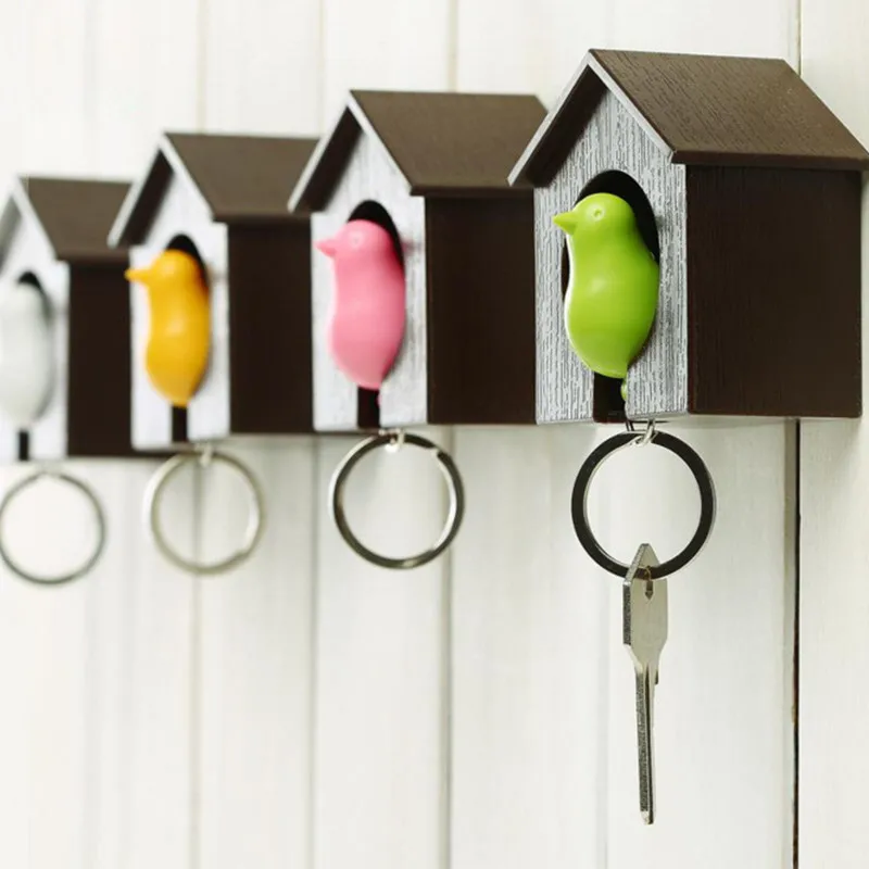 

Creative Hanging Wall Bird House Keychain Newest Originality Room Decorate Pendant Small Gift Keyring Prevent Loss Accessories