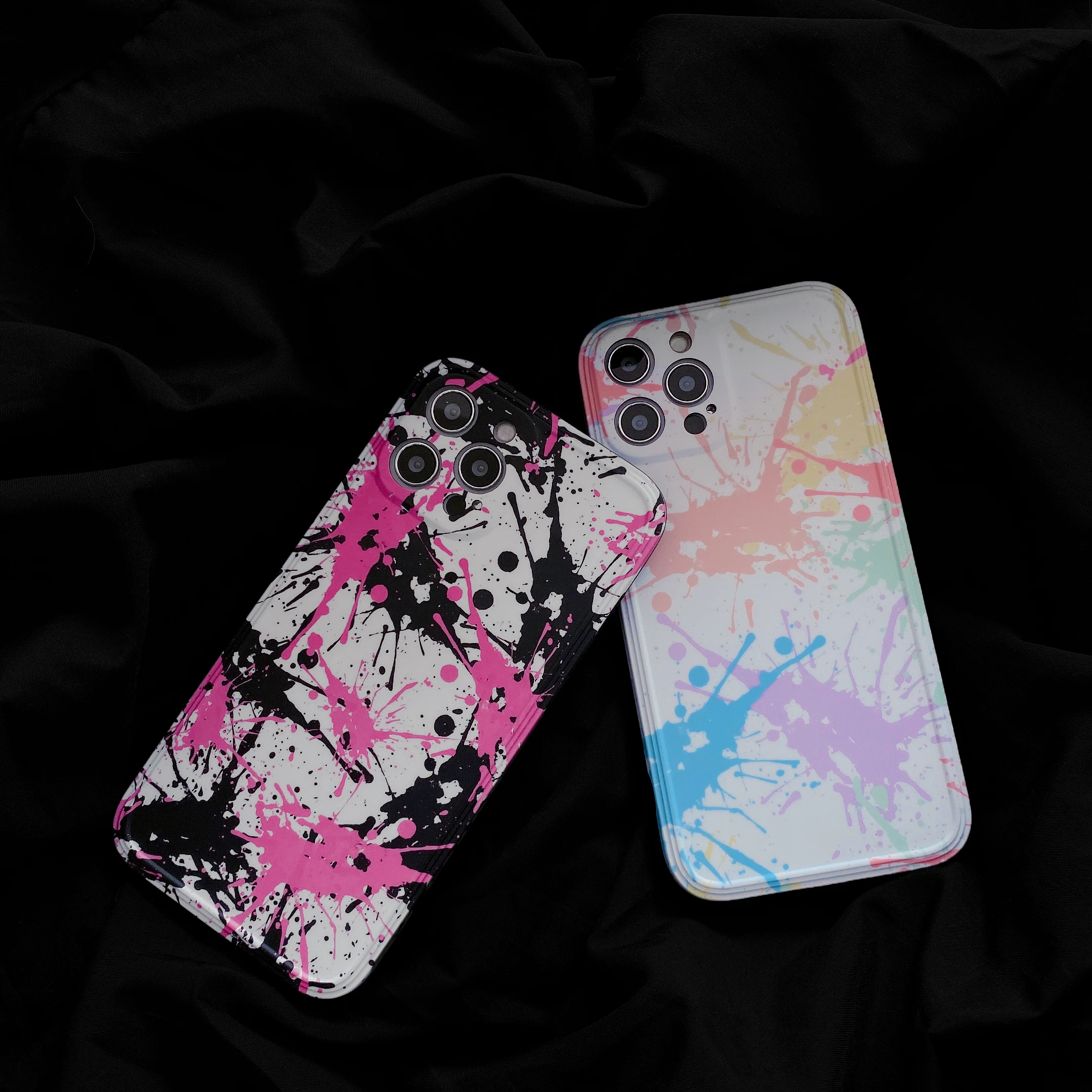 

Striped photo frame color splash ink for iphone 12 pro mobile phone case 11/ 7 / 8plus X XS Max Xr mini case