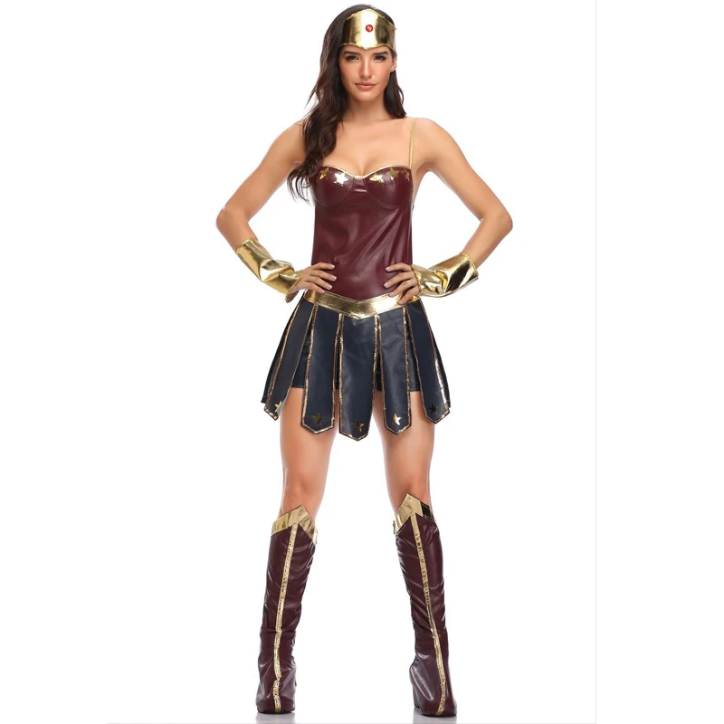 Halloween Wonder Girl Princess Costume Justice Women Bodysuit Superhero Supergirl League Mulher Maravilha Fancy Dress