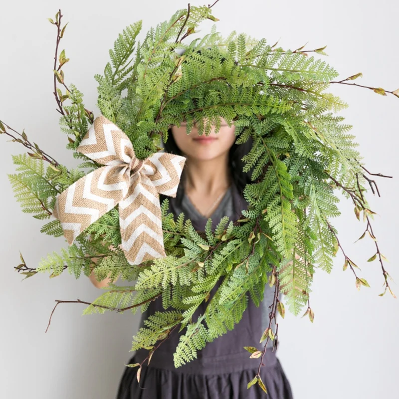 

Spring and Summer Front Door Garland, Artificial Handmade Green Garland, Fern Leaf Decoration