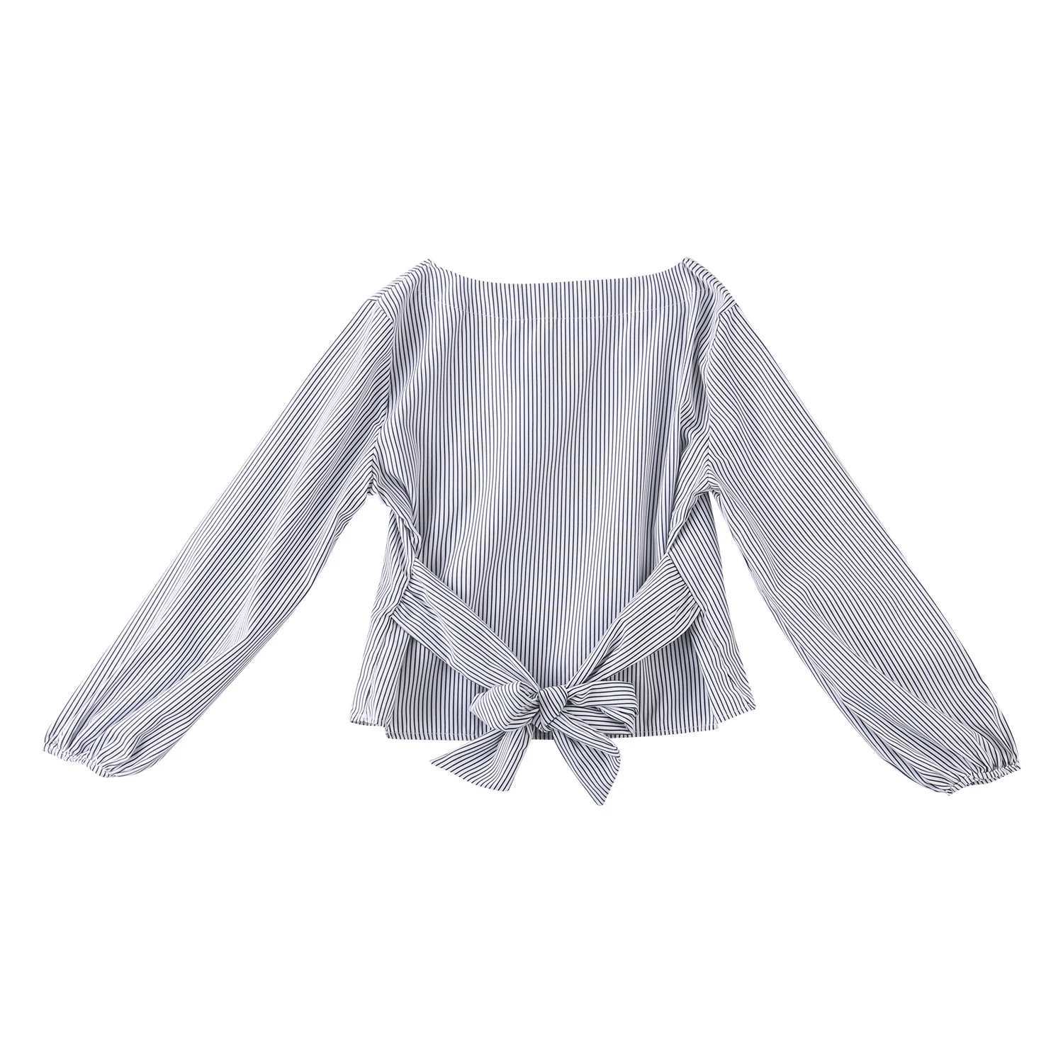Fashion Striped Off Shoulder Shirt Blouse Formal Style Female Top Women Ladies Bowknot Long Sleeve Tunic Kimono Blouses | Женская одежда