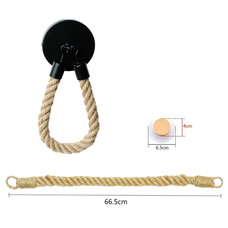 

C90D Toilet Roll Holder Retro Kitchen Wall Mounted Roll Paper Jute Rope Holder Rack Decor