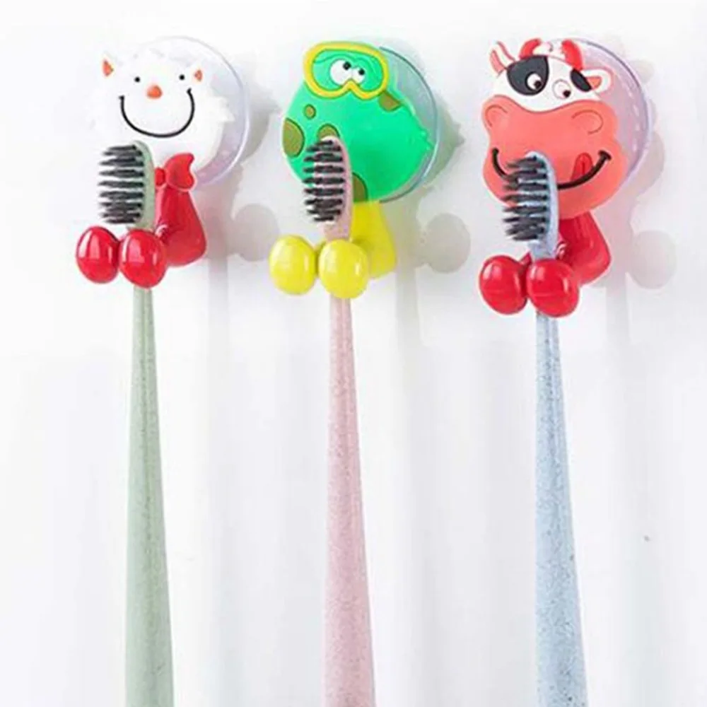 

Sucker Set Toothbrush Cute Antibacterial Rack Punchfree Cartoon Hooks brush Hook Bathroom Animal Kitchen Toothpaste Wall