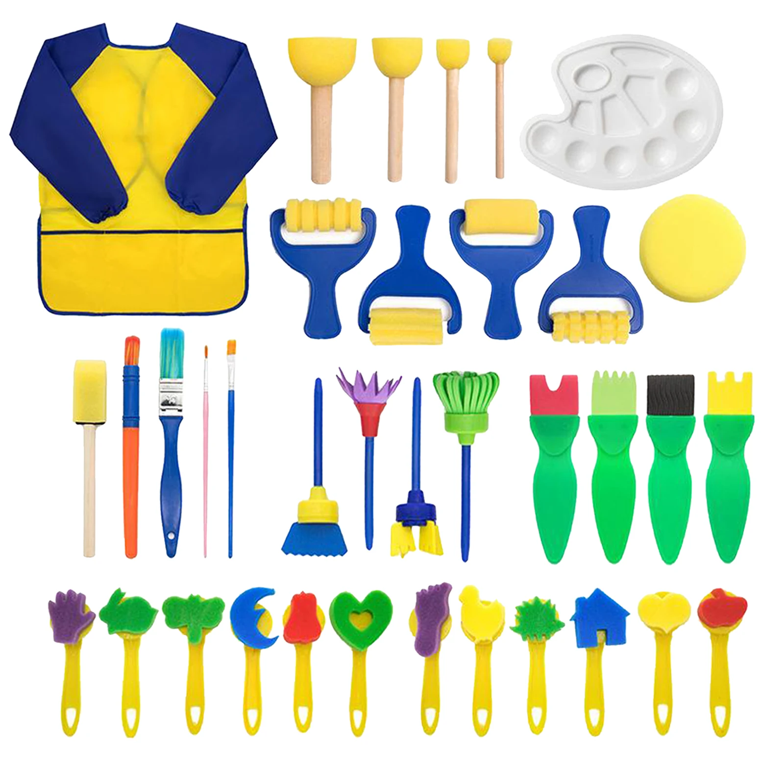 36pcs Sponge Paint Roller Brush Kids Drawing Toys Kindergarten Art Crafts Brushes Painting Tool | Игрушки и хобби