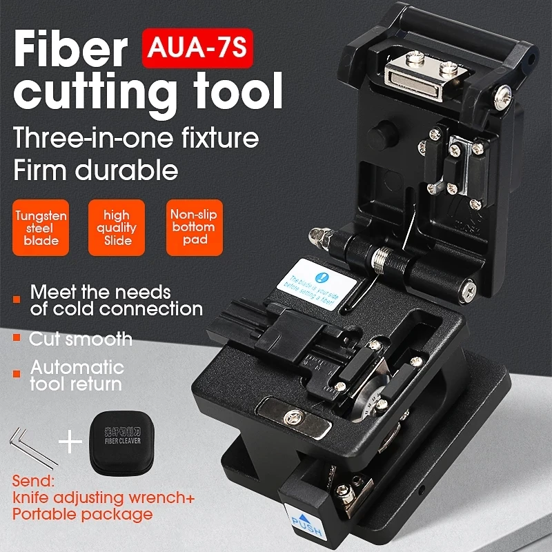 Free Shipping High Precision Fiber Cleaver AUA-7S Cold Contact Dedicated Metal Fiber Optic Cutter Optical Fiber Cutting Knife
