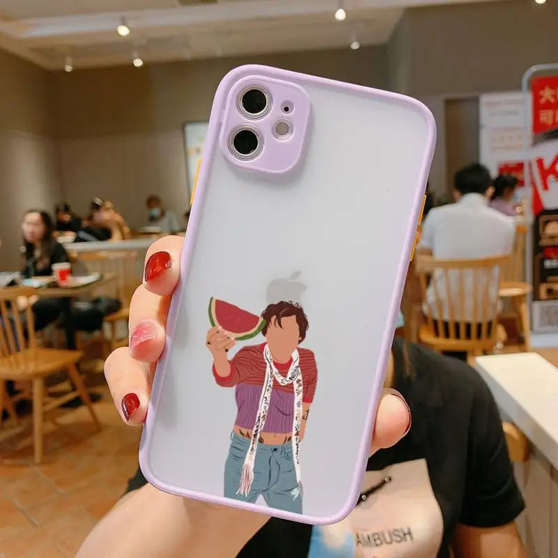 

harry styles cute Matte Bumper Phone Case For iphone12 11 Pro Max X XS Max XR 7 8 Plus 12mini Translucent Matte Shockproof Cover