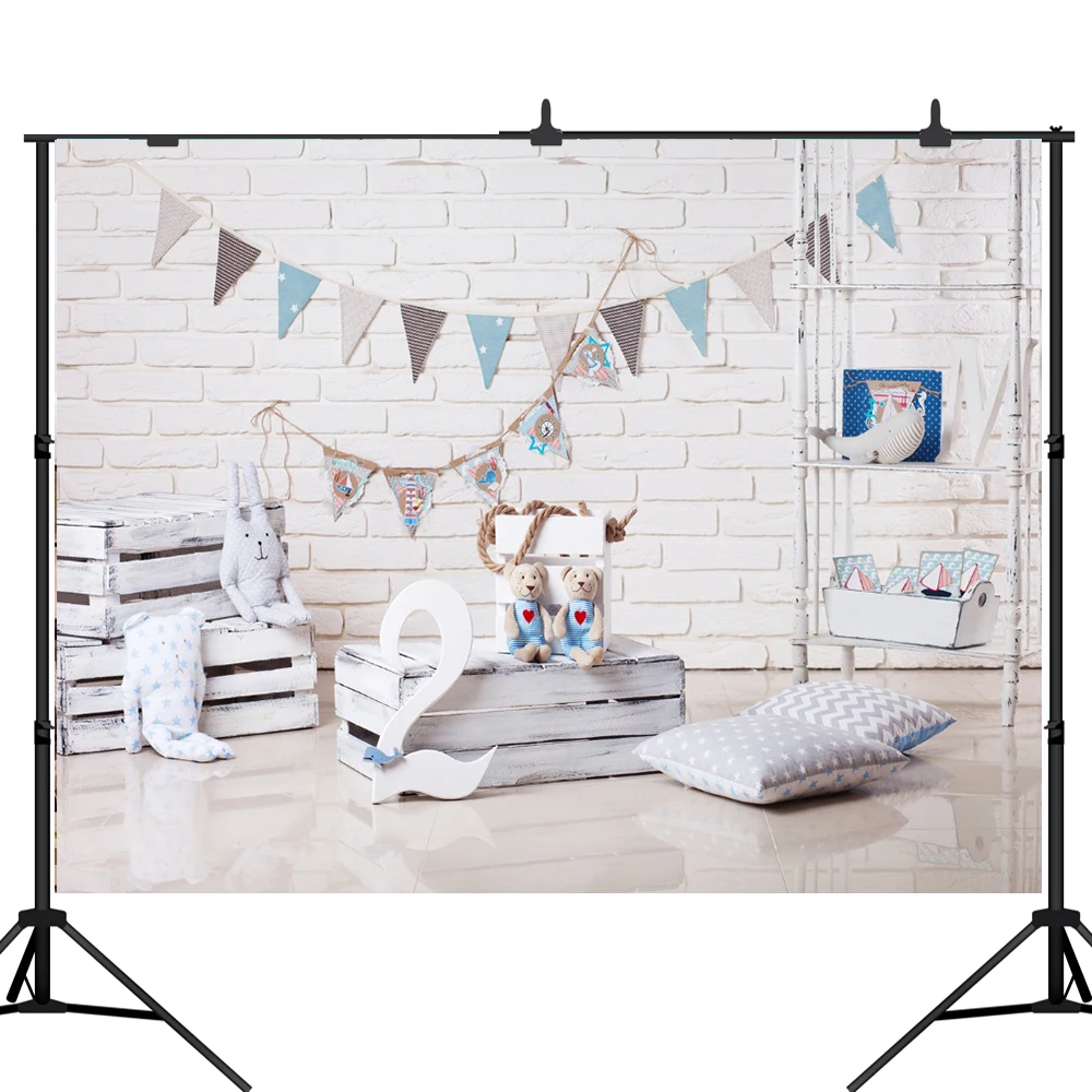 Lyavshi кирпичная стена Baby 2d День рождения фотографии фонов флаг подушка ребенка