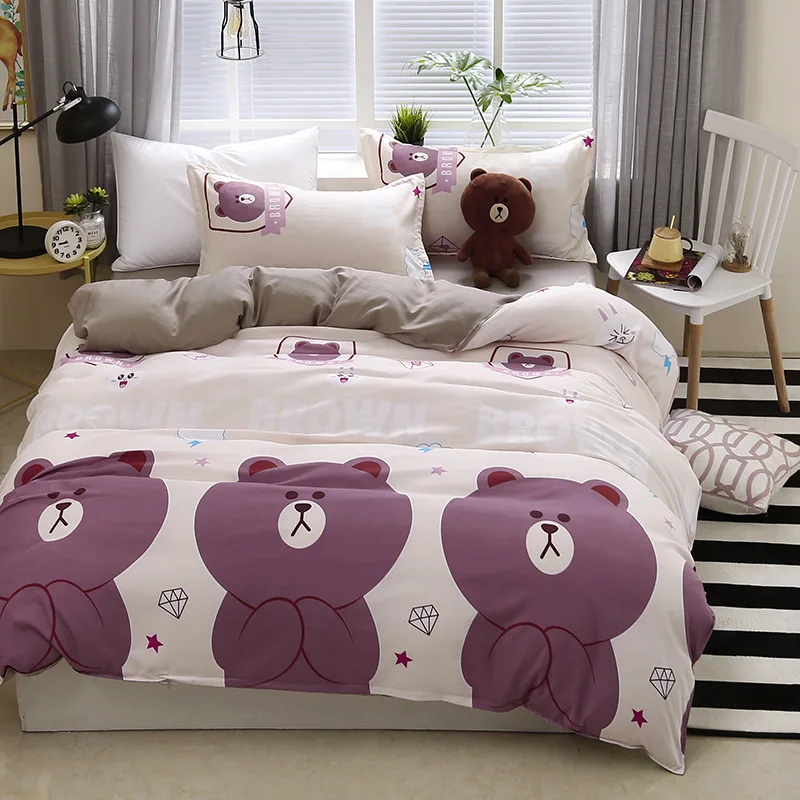 Розовый белый комплект постельного белья для взрослых девочек студентов Мягкое