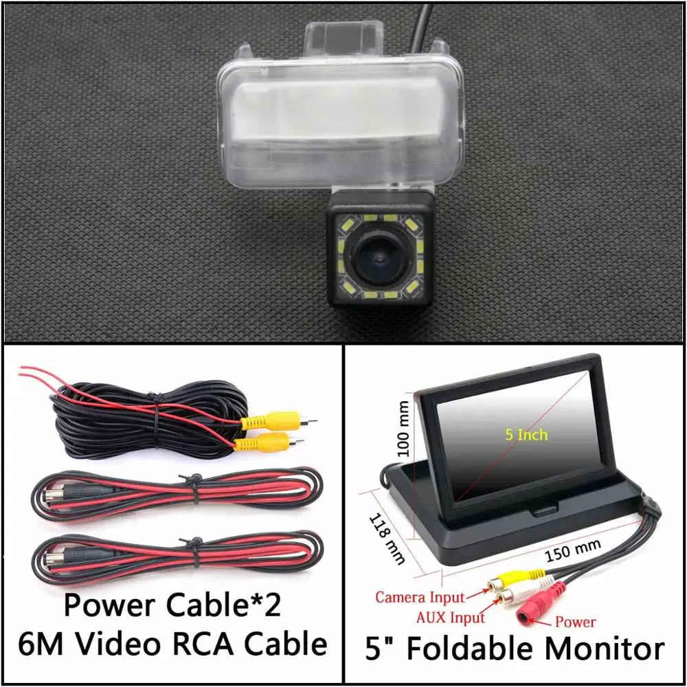 Cam N 5 inch Fold 12 Светодиодный свет камера заднего вида для Toyota Fortuner Auris Ascent Sport YARiS Highlander CAMRY Kluger парковочная камера заднего вида - Название цвета: Cam N 5 inch Fold