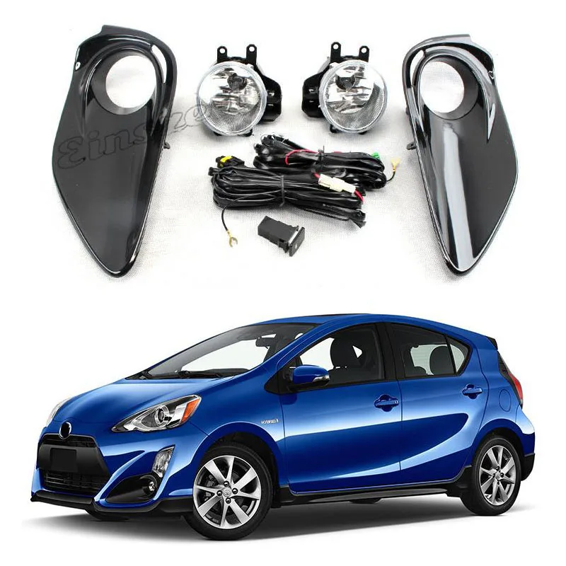 Автомобильный комплект противотуманных фар для Toyota Prius C Aqua 2012- 12V 19W передний бампер фары с переключателем провода галогенные комплект противотуманных фар