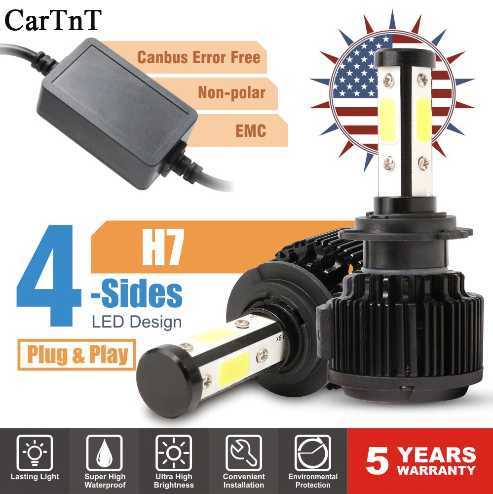 CarTnT автомобильные лампы для передних фар H7 светодиодный H9 H4 HB3 5202 9005 HB4 9006 H13 H11 H8 9004