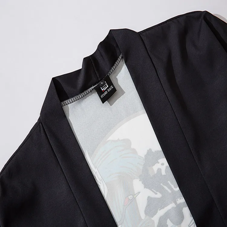 Японский кардиган-кимоно Ukiyo-e Samurai Robe Crane Supreme Bodhi кимоно для мужчин и женщин