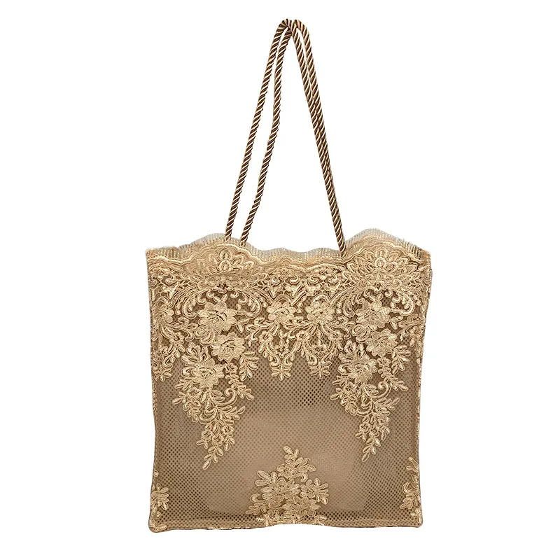 

Fashion Women Handbag Casual Openwork Shoulder Bag Women's Large Capacity Hollow Straw Vintage Beach Ladies Casual Tote Lace Bag