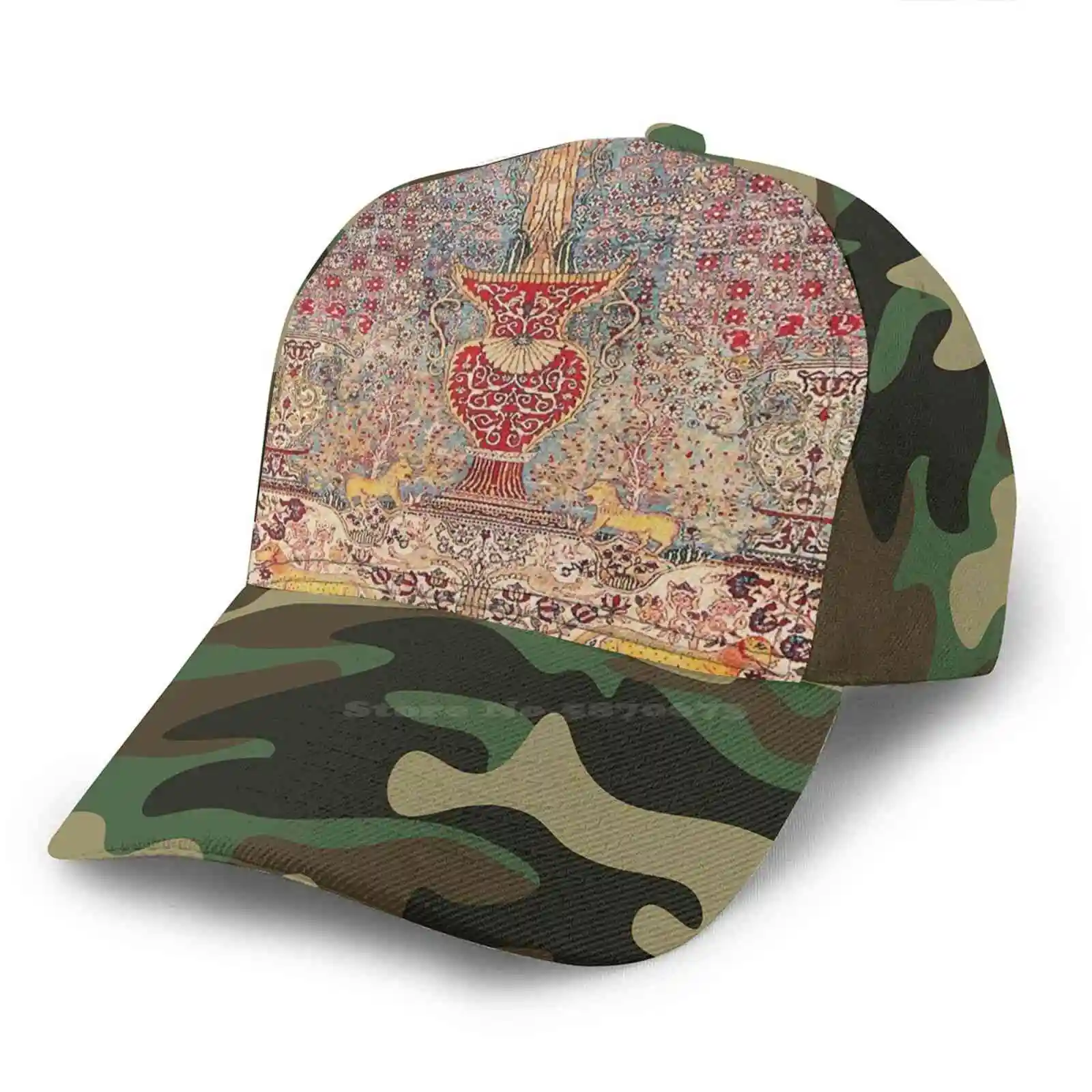 Тегеран Древо жизни античный персидский ковер с принтом черный серый темно-синий