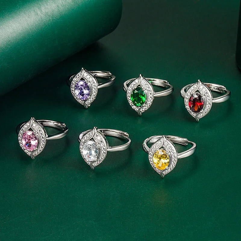 

Женское Открытое кольцо Bella Box, разноцветное серебряное овальное Ювелирное Украшение с уникальным дизайном для помолвки, 11,5*17,2 мм