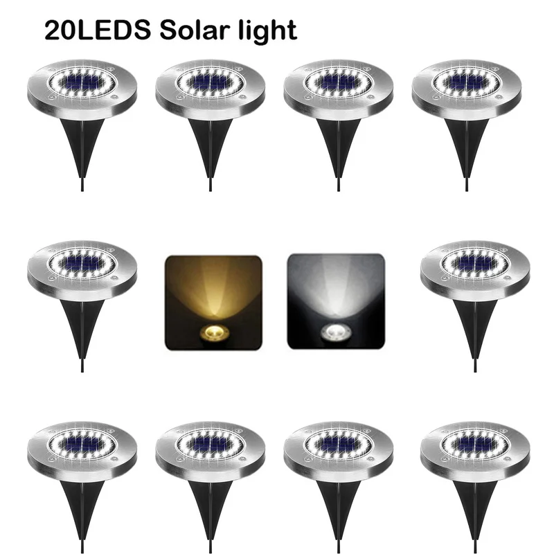 

4/20 LED Durable Waterproof Garden Decor Ground Lights Solar Power Buried Light Outdoor Lighting Lawn Lamp Garden Lights