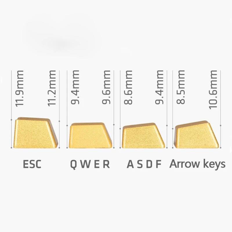 

Replaceable Red Bronze Mechanical Keyboard Metal Keycaps Pervious to light Keypress QWERASDF Key Cap Light Transmission