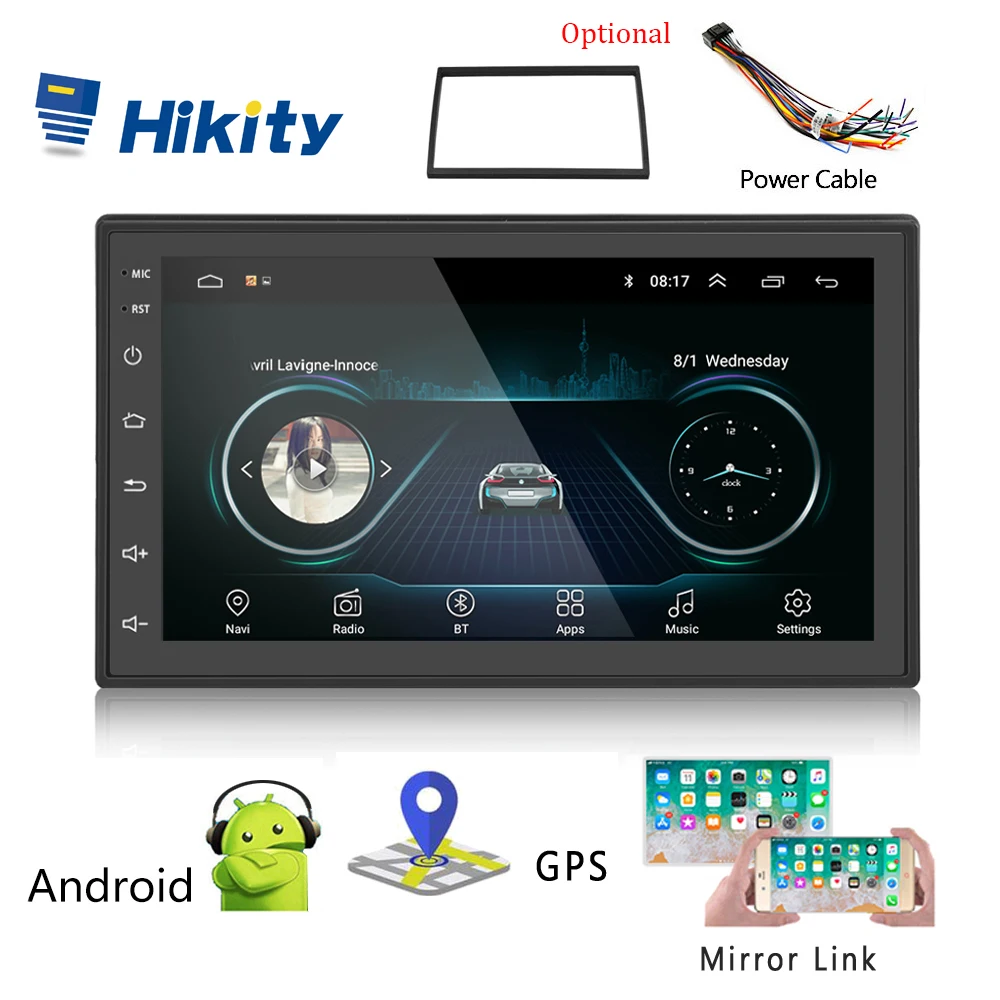 Hikity автомобильный мультимедийный плеер Andriod gps навигация 2DIN HD автомобильное радио Wi-Fi 2 Din " автомобильное аудио-радио стерео зеркало радиосвязь автомобиль