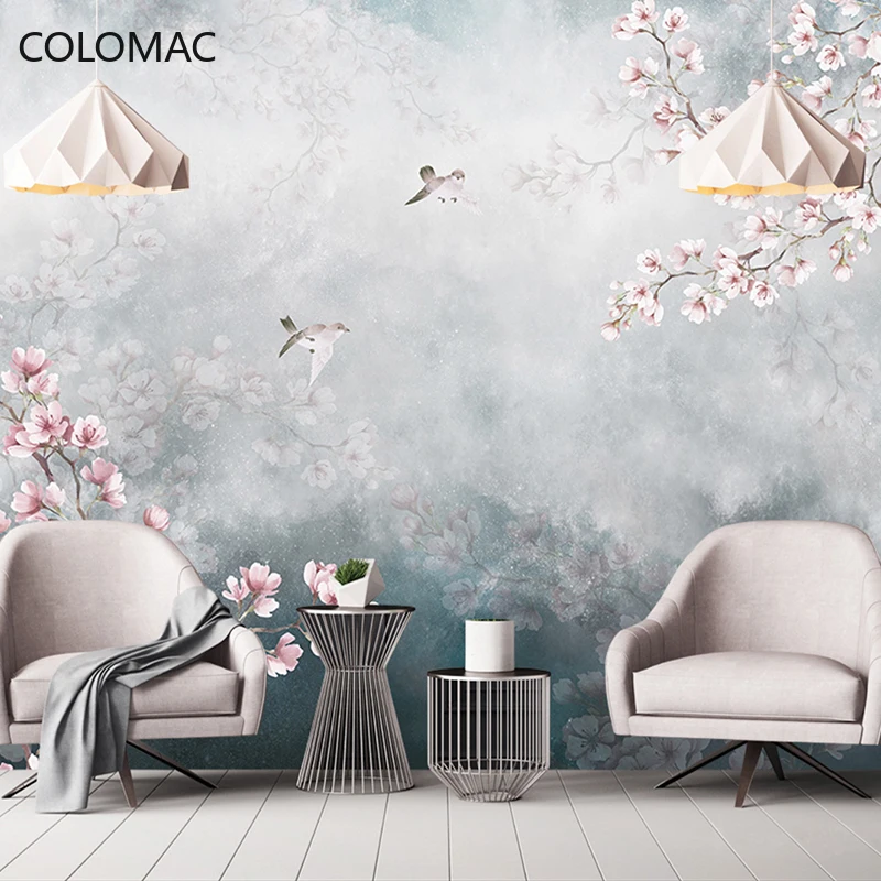 

Colomac Custom Chinese Style 3d Wallpaper Living Room Atmospheric Poetic Flower and Bird Mural Wall Stickers Decor Dropshipping