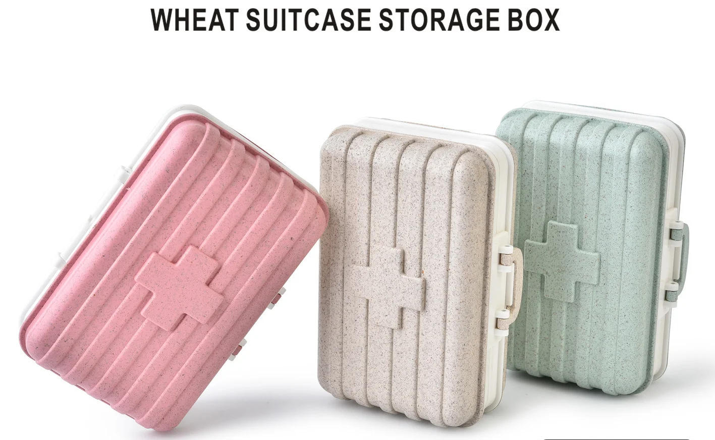 

Mini Pill Cases Travel Green Dispen Storage Container Wheat Fiber Drug Dispenser Packing Container Moisture-proof Pill Box