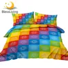 BlessLiving Chakra Duvet Cover Rainbow Colorful Bed Set 3pcs Energy Bedding Set Grids Yoga Meditation Bedspreads King Posciel 1