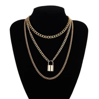 gothic punk cuban miami chain lock pendant choker necklace for women male lock necklace steampunk neck collar party jewelry