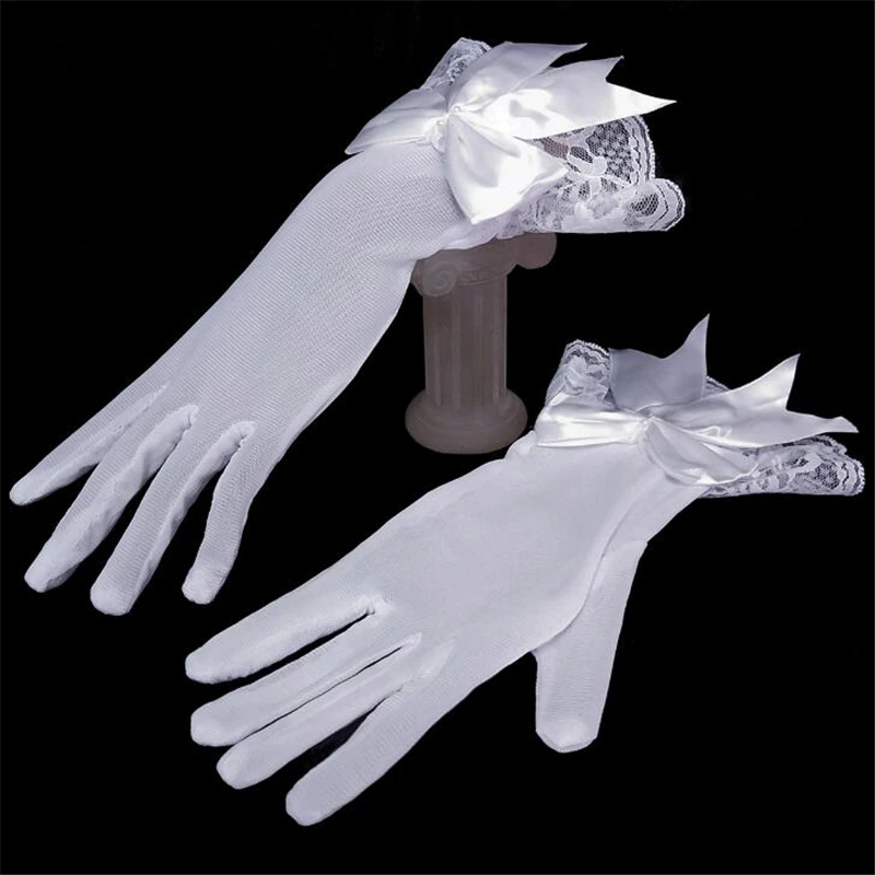 

Women Lace Mesh Gloves Ladies White Wrist Gloves Large Bow Knot Marriage Glove Party Cosplay Accessories
