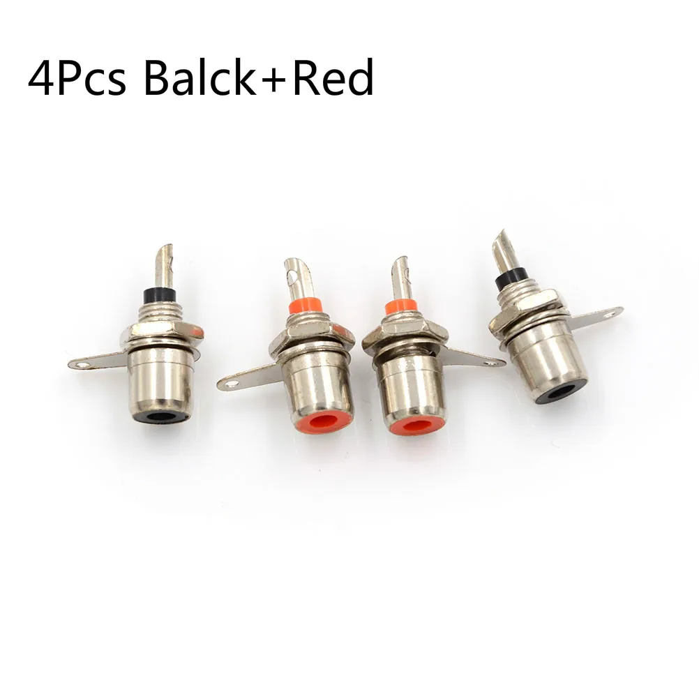 

4Pcs Balck+Red Professional RCA Chassis Panel Mount Jack Plug Socket Connectors Grade Audio Connectors