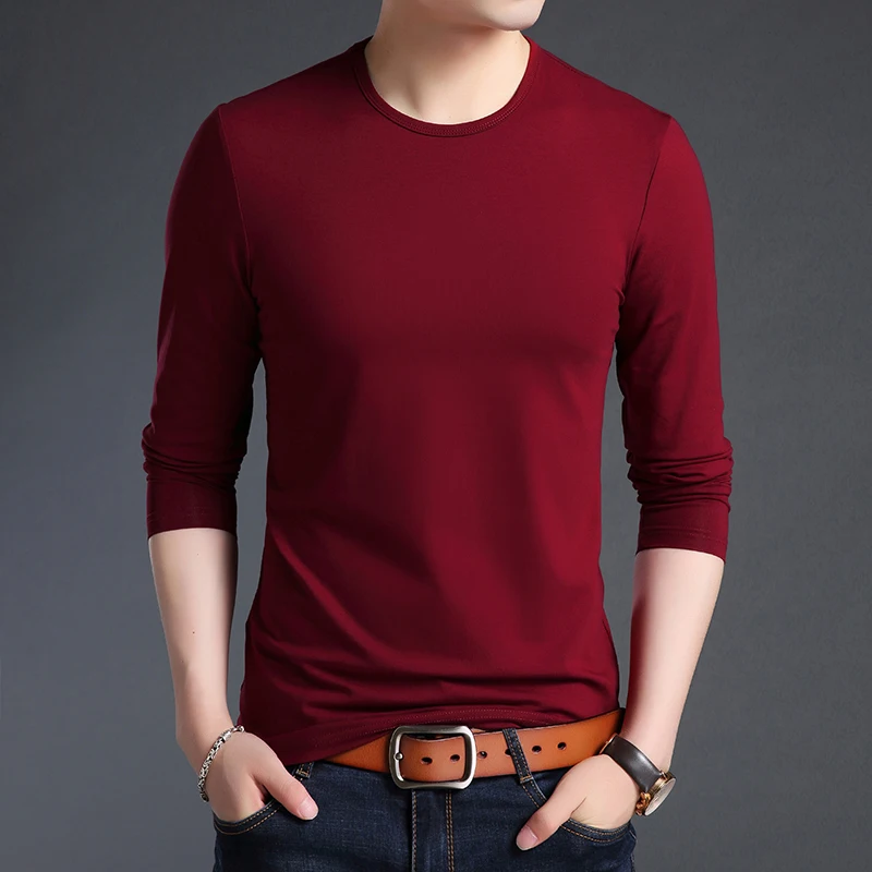 Новинка 2019 Мужская футболка ZONORLEEC с круглым вырезом хлопковая длинными рукавами