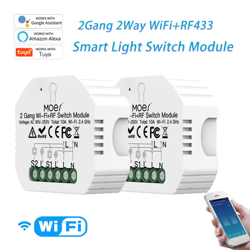 

10A, Wi-Fi + RF433 умный светильник Модуль автоматического включения света Беспроводной дистанционного Управление Tuya Smart Life приложение работает с ...