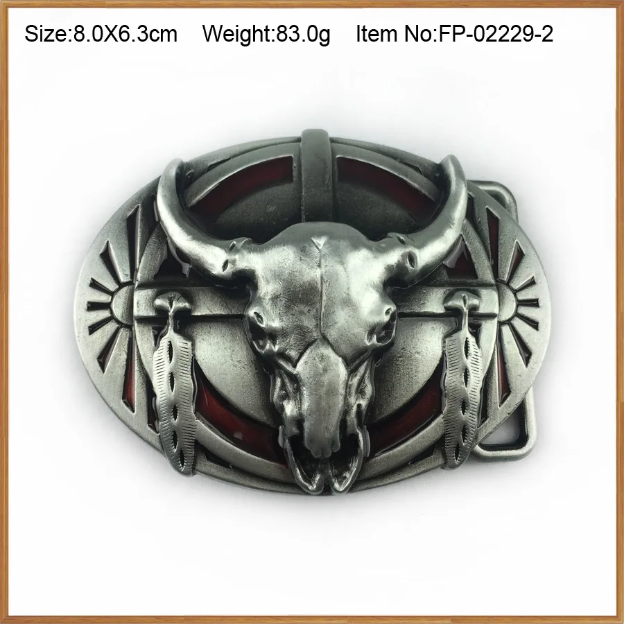 BuckleClub Ретро западные красные эмалированные джинсы с головой быка подарок пряжка