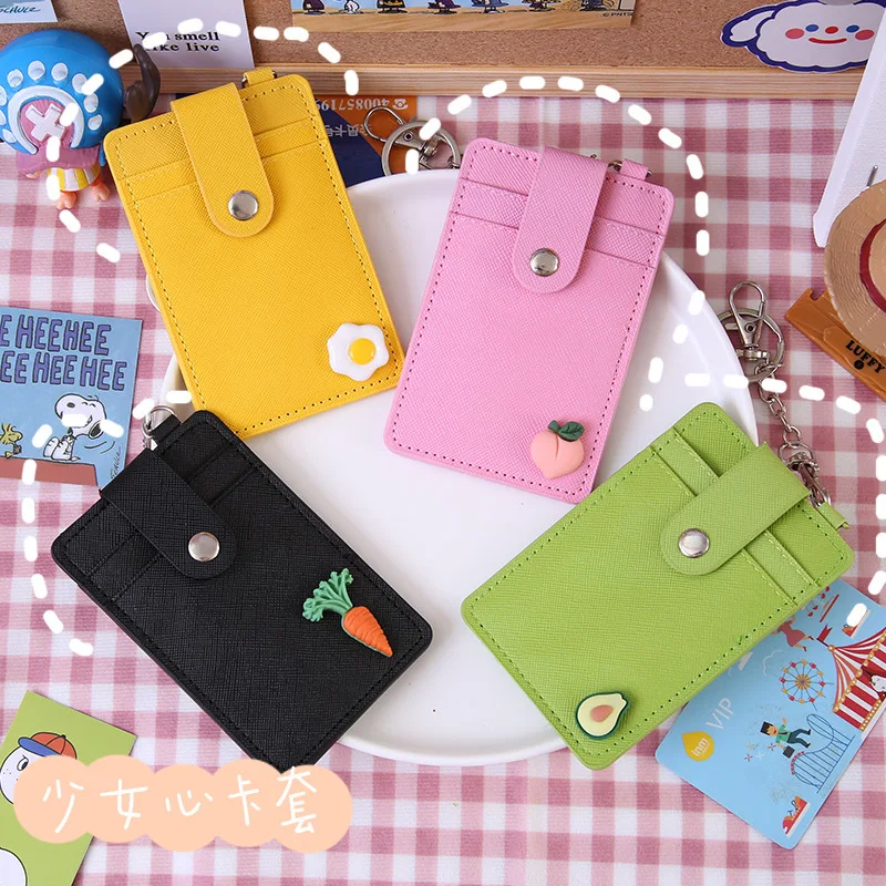 Держатели для карт из искусственной кожи на застежке женщин Брелоки ключей в