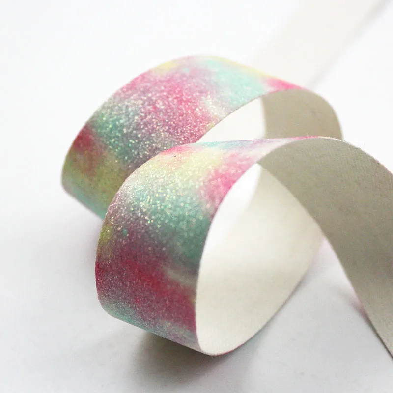 

New arrival 22mm Heat transfer glitter artificial leather shiny Ribbon Halloween festival decorative webbing 10 yards
