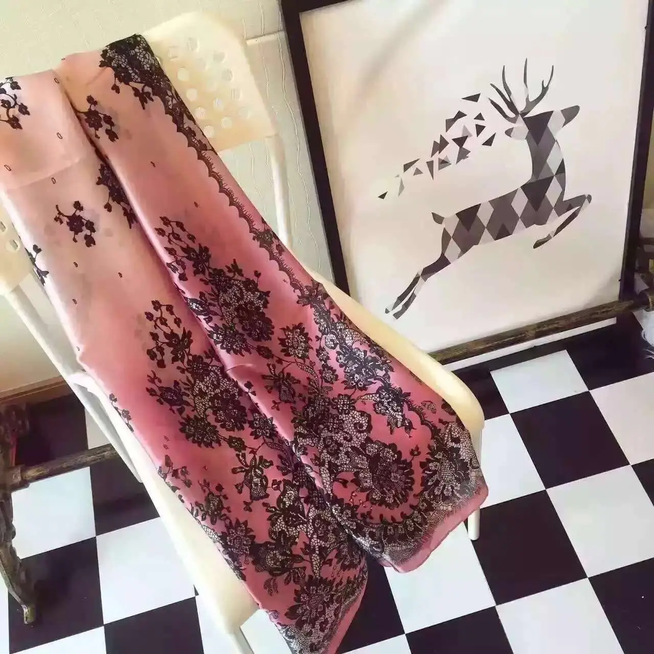 

90*180CM Fashion Wild Scarf Mesh Flower Vine High-grade Soft Silk Sun Silk Scarf Shawl